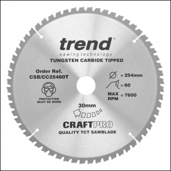 Trend Craft Saw Blade Crosscut 254mm X 60 Teeth X 30mm Thin - Code CSB/CC25460T