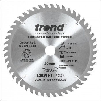 Trend Craft Saw Blade 185mm X 48 Teeth X 20mm - Code CSB/18548