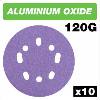 Trend Aluminium Oxide Random Orbital Sanding Disc 120 Grit 125mm 10pc - Code AB/125/120A