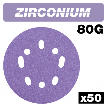 Trend Zirconium Random Orbital Sanding Disc 50pc 125mm 80 Grit - Code AB/125/80Z/B
