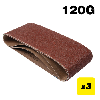 Trend Aluminium Oxide Sanding Belt 120 Grit 100mm X 610mm 3pc - Code AB/B100/120A