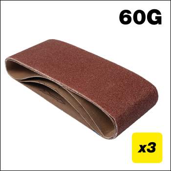 Trend Aluminium Oxide Sanding Belt 60 Grit 100mm X 610mm 3pc - Code AB/B100/60A