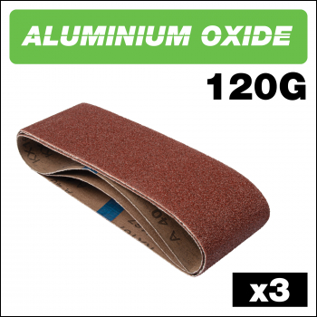Trend Aluminium Oxide Sanding Belt 120 Grit 75mm X 457mm 3pc - Code AB/B75/120A