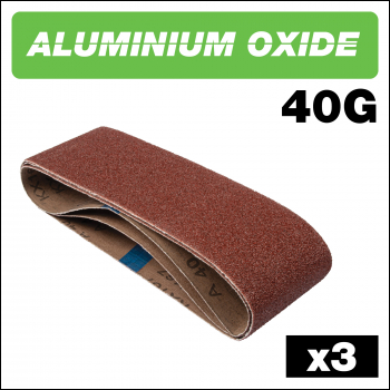 Trend Aluminium Oxide Sanding Belt 40 Grit 75mm X 457mm 3pc - Code AB/B75/40A