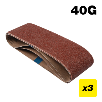 Trend Aluminium Oxide Sanding Belt 40 Grit 75mm X 457mm 3pc - Code AB/B75/40A