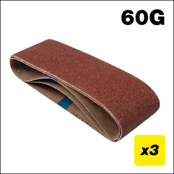 Trend Aluminium Oxide Sanding Belt 60 Grit 75mm X 457mm 3pc - Code AB/B75/60A