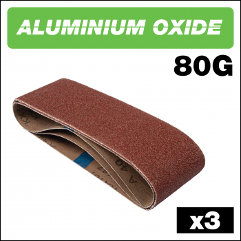Trend Aluminium Oxide Sanding Belt 80 Grit 75mm X 457mm 3pc - Code AB/B75/80A