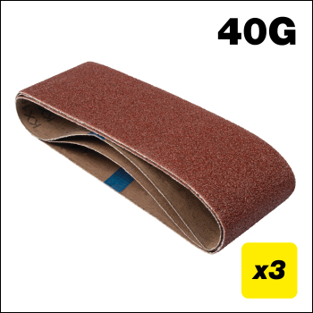 Trend Aluminium Oxide Sanding Belt 40 Grit 75mm X 533mm 3pc - Code AB/B75A/40A