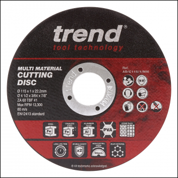 Trend 4?? (115mm) X 2.5mm Multi-material Cutting Discs, 10 Pack - Code AD/C115/1/MM