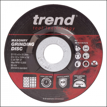 Trend 115mm Masonry Grinding Discs 6mm Kerf 10 Pack - Code AD/G115/6/S
