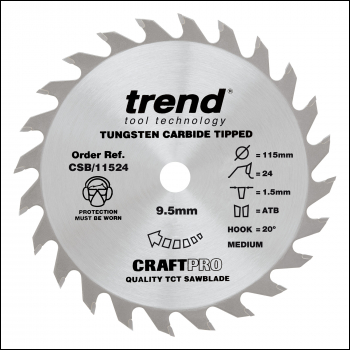 Trend Craft Saw Blade 115 X 24 Teeth X 9.5mm - Code CSB/11524