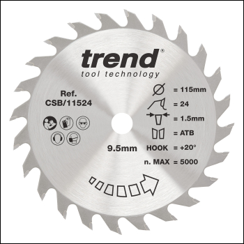 Trend Wood Circular Saw Blade 115mm X 9.5mm X 24t - Code CSB/11524