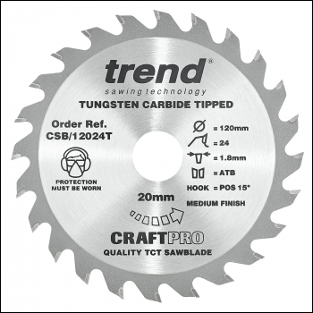 Trend Craft Saw Blade 120mm X 24 Teeth X 20mm Thin - Code CSB/12024T