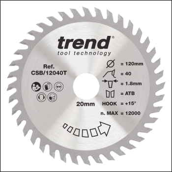 Trend Wood Cordless Circular Saw Blade 120mm X 20mm X 40t - Code CSB/12040T
