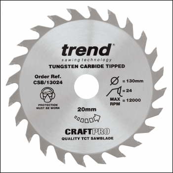 Trend Craft Saw Blade 130mm X 24 Teeth X 20mm - Code CSB/13024