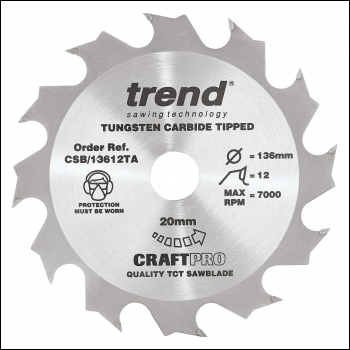 Trend Craft Saw Blade 136 X 12 Teeth X 20 Thin - Code CSB/13612TA