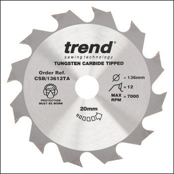 Trend Wood Cordless Circular Saw Blade 136mm X 20mm X 12t - Code CSB/13612TA