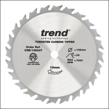 Trend Wood Cordless Circular Saw Blade 136mm X 10mm X 24t - Code CSB/13624T