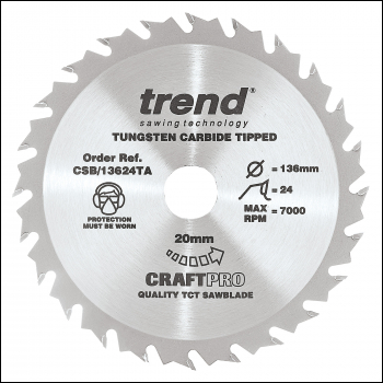 Trend Craft Saw Blade 136 X 24 Teeth X 20 Thin - Code CSB/13624TA