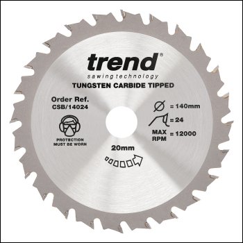 Trend Wood Circular Saw Blade 140mm X 20mm X 24t - Code CSB/14024
