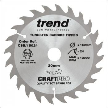 Trend Craft Saw Blade 150mm X 24 Teeth X 20mm - Code CSB/15024