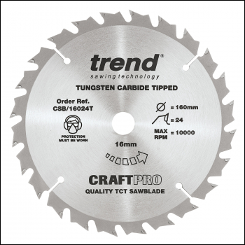 Trend Craft Saw Blade 160mm X 24 Teeth X 16 Thin - Code CSB/16024T