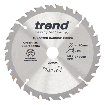 Trend Wood Circular Saw Blade 160mm X 20mm X 28t - Code CSB/16028A