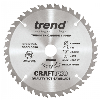 Trend Craft Saw Blade 160mm X 36 Teeth X 20mm - Code CSB/16036