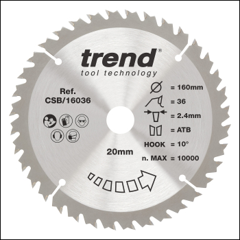 Trend Craft Saw Blade 160mm X 36 Teeth X 20mm - Code CSB/16036