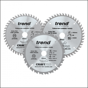 Trend 160mm Craft Saw Blade Triple Pack - Code CSB/160/3PK/A