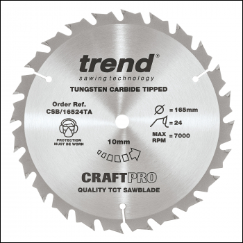 Trend Craft Saw Blade 165 X 24 Teeth X 10 Thin - Code CSB/16524TA