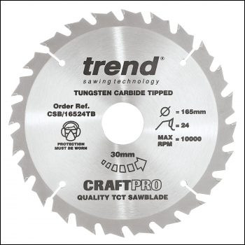 Trend Craft Saw Blade 165mm X 24 Teeth X 30 Thin - Code CSB/16524TB