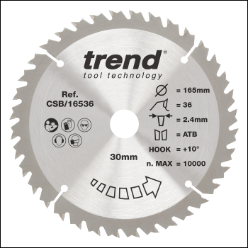 Trend Wood Circular Saw Blade 165mm X 30mm X 36t - Code CSB/16536