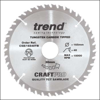 Trend Craft Saw Blade 165mm X 40 Teeth X 30 Thin - Code CSB/16540TB