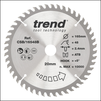 Trend Wood Circular Saw Blade 165mm X 20mm X 48t - Code CSB/16548B