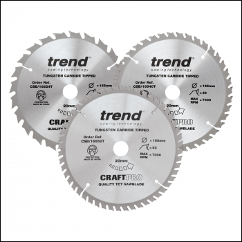 Trend 165mm Diameter Craft Saw Blade Triple Pack - Code CSB/165/3PK/B