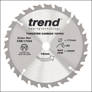 Trend Wood Circular Saw Blade 170mm X 16mm X 24t - Code CSB/17024
