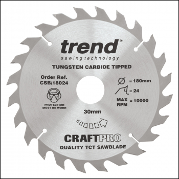 Trend Craft Saw Blade 180mm X 24 Teeth X 30mm - Code CSB/18024