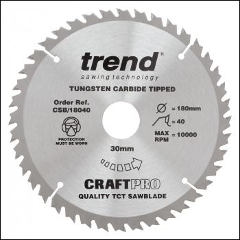 Trend Craft Saw Blade 180mm X 30 Teeth X 30mm - Code CSB/18030