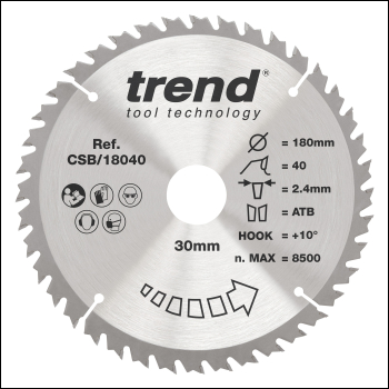 Trend Wood Circular Saw Blade 180mm X 30mm X 30t - Code CSB/18030