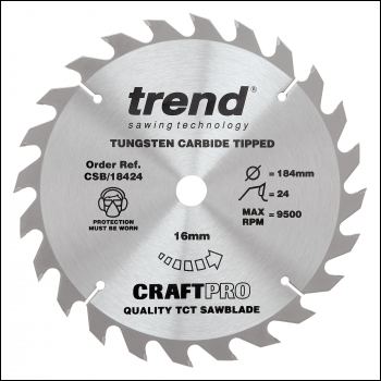 Trend Craft Saw Blade 184mm X 24 Teeth X 16mm - Code CSB/18424