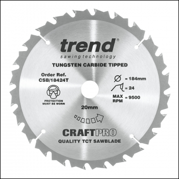 Trend Craft Saw Blade 184mm X 24 Teeth X 20 Thin - Code CSB/18424T
