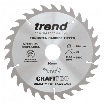 Trend Craft Saw Blade 184mm X 30 Teeth X 30mm - Code CSB/18430A
