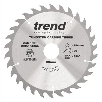 Trend Craft Saw Blade 184mm X 30 Teeth X 30mm - Code CSB/18430A