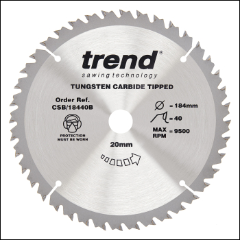 Trend Wood Circular Saw Blade 184mm X 20mm X 40t - Code CSB/18440B