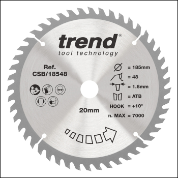 Trend Wood Circular Saw Blade 184mm X 30mm X 58t - Code CSB/18458