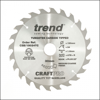 Trend Craft Saw Blade 190mm X 24 Teeth X 30 X 1.55 For Dcs575 - Code CSB/19024TC
