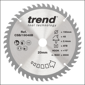 Trend Wood Circular Saw Blade 190mm X 20mm X 48t - Code CSB/19048B