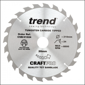 Trend Craft Saw Blade 210mm X 24 Teeth X 30mm - Code CSB/21024