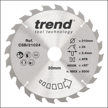 Trend Wood Circular Saw Blade 210mm X 30mm X 36t - Code CSB/21036